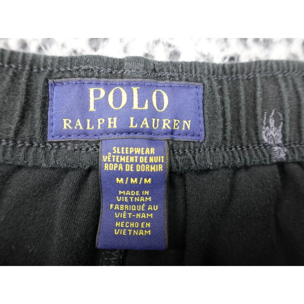 Polo Ralph Lauren Sleep Pants Men Medium Black All Over Pony Logo Joggers